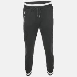 Dolce & Gabbana Black Cotton Knit Logo Detail Joggers M