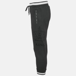 Dolce & Gabbana Black Cotton Knit Logo Detail Joggers M