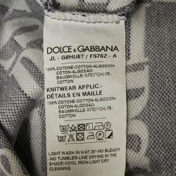 Dolce & Gabbana Navy Blue D&G Print Cotton Polo T-Shirt L