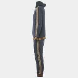 Dolce & Gabbana Navy Blue Cotton Knit hooded Sweatshirt & Joggers Set L