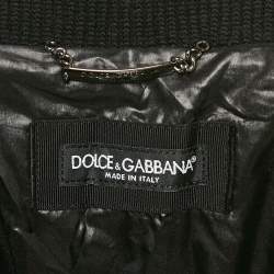 Dolce & Gabbana Black Quilted Nylon Zip Front Bomber Jacket XXL