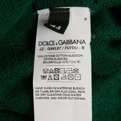 Dolce & Gabbana Green Logo Print Cotton Crew Neck Sweatshirt XS