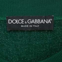 Dolce & Gabbana Green Logo Print Cotton Crew Neck Sweatshirt XS