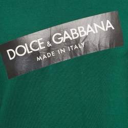 Dolce & Gabbana Green Logo Print Cotton Crew Neck Sweatshirt XS