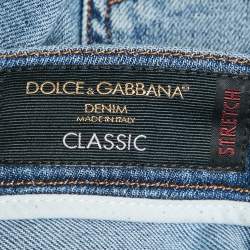 Pre Owned Dolce & Gabbana Blue Distressed Denim Classic Jeans M Waist 32"