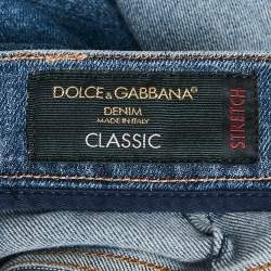 Pre Owned Dolce & Gabbana Blue Distressed Denim Classic Jeans S