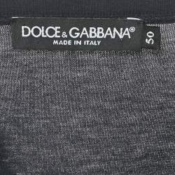 Dolce & Gabbana Navy Blue Cotton Logo Plaque Crew Neck T-Shirt L