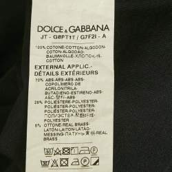 Dolce & Gabbana Navy Blue Cotton Logo Plaque Crew Neck T-Shirt L
