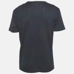 Dolce & Gabbana Navy Blue Cotton Logo Plaque Crew Neck T-Shirt L