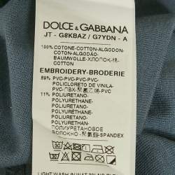 Dolce & Gabbana Blue Cotton Logo Badge Detail Crew Neck T-Shirt M
