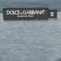 Dolce & Gabbana Blue Cotton Logo Badge Detail Crew Neck T-Shirt M