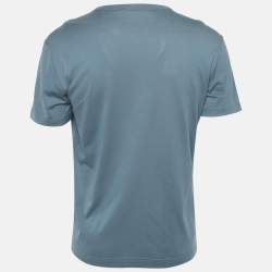 Dolce & Gabbana Blue Cotton Logo Badge Detail Crew Neck T-Shirt M