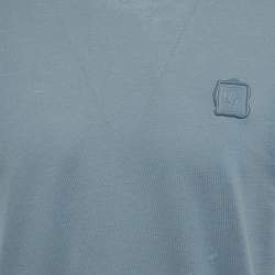 Dolce & Gabbana Blue Cotton Logo Badge Detail Crew Neck T-Shirt M