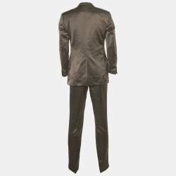 Pre Owned Dolce & Gabbana Black Satin Wool Tailored Suit XL