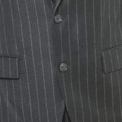 Pre Owned Dolce & Gabbana Black Stripe Wool Tailored Pants Suit M