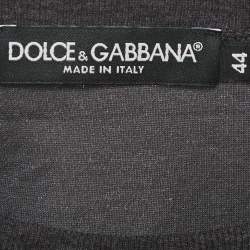 Dolce & Gabbana Dark Grey Wise Monkey Print Cotton T-Shirt XS
