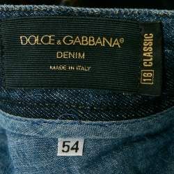 Dolce & Gabbana Blue Floral-Embroidered Denim 16 Classic Jeans XXL Waist 36"