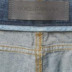 Dolce & Gabbana Blue Floral-Embroidered Denim 16 Classic Jeans XXL Waist 36"