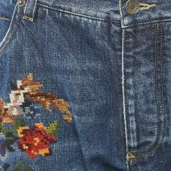 Dolce & Gabbana Blue Floral-Embroidered Denim 16 Classic Jeans XXL Waist 36"