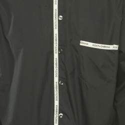 Pre Owned Dolce & Gabbana Black Cotton Logo Trimmed Button Front Shirt XXL