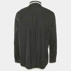 Pre Owned Dolce & Gabbana Black Cotton Logo Trimmed Button Front Shirt XXL