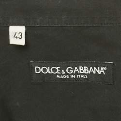 Pre Owned Dolce & Gabbana Black Cotton Logo Trimmed Button Front Shirt XXL