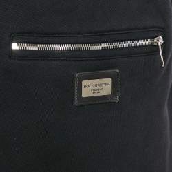 Pre Owned Dolce & Gabbana Black Cotton Logo Plaque Detail Sweatpants XXL