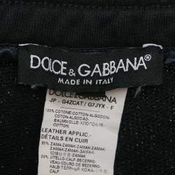 Pre Owned Dolce & Gabbana Black Cotton Logo Plaque Detail Sweatpants XXL