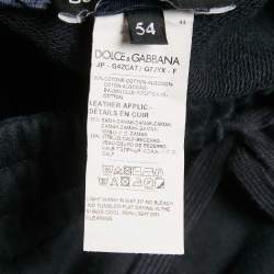 Pre Owned Dolce & Gabbana Black Cotton Logo Plaque Detail Sweatpants XXL