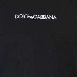 Pre Owned Dolce & Gabbana Black Logo Embroidered Cotton Crew Neck T-Shirt S