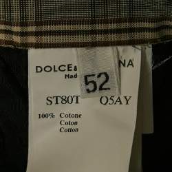 Pre Owned Dolce & Gabbana Brown Plaid Cotton Trouser XL