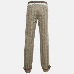 Pre Owned Dolce & Gabbana Brown Plaid Cotton Trouser XL