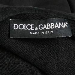 Pre Owned Dolce & Gabbana Black Logo Embroidery Cotton Hooded Sweatshirt M