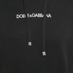 Pre Owned Dolce & Gabbana Black Logo Embroidery Cotton Hooded Sweatshirt M