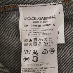 مملوكة مسبقًا قميص دولتشي أند غابانا دنيم بواجهة أزرار أسود متآكل مقاس كبير (لارج)