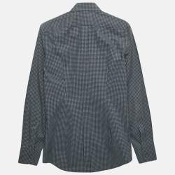 Pre Owned Dolce & Gabbana Gold Blue Printed Cotton Long Sleeve Shirt XS