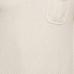 Pre Owned Dolce & Gabbana Cream Patterned Knit Polo T-Shirt M