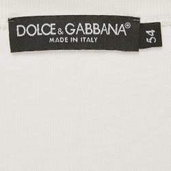 Pre Owned Dolce & Gabbana White Jersey V-Neck T-Shirt XXL
