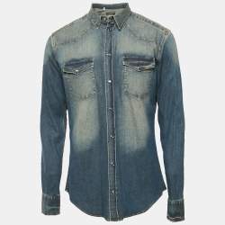Pre Owned Dolce & Gabbana Blue Faded Denim Long Sleeve Shirt XL