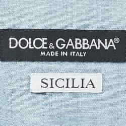 Pre Owned Dolce & Gabbana Blue Denim Button Front Shirt L