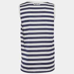 Pre Owned Dolce & Gabbana Blue/White Striped Jersey Sleeveless T-Shirt XS
