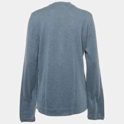 Pre Owned Dolce & Gabbana Blue Cotton Knit Crew Neck Long Sleeve Sweatshirt L