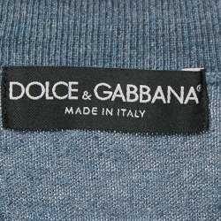 Pre Owned Dolce & Gabbana Blue Cotton Knit Crew Neck Long Sleeve Sweatshirt L