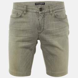 Pre Owned Dolce & Gabbana Grey Denim Shorts M/Waist 35"