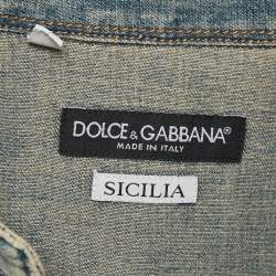 Pre Owned Dolce & Gabbana Blue Faded Distressed Denim Shirt XL