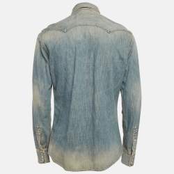 Pre Owned Dolce & Gabbana Blue Faded Distressed Denim Shirt XL