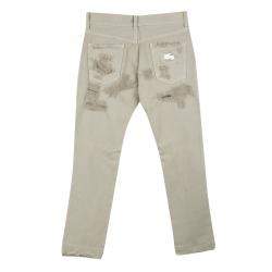 Pre Owned Dolce & Gabbana 14 Gold Beige Distressed Ripped Jeans S