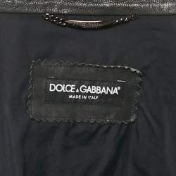 Pre Owned Dolce & Gabbana Green Real Leather Button Front Shirt XL