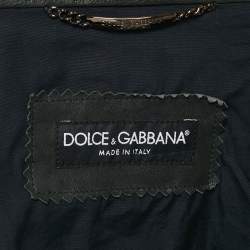 Pre Owned Dolce & Gabbana Green Real Leather Button Front Shirt XL