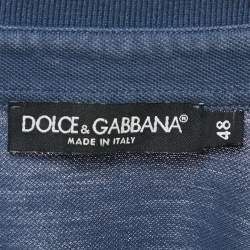 Pre Owned Dolce & Gabbana ark Blue Cotton Pique Polo T-Shirt M
